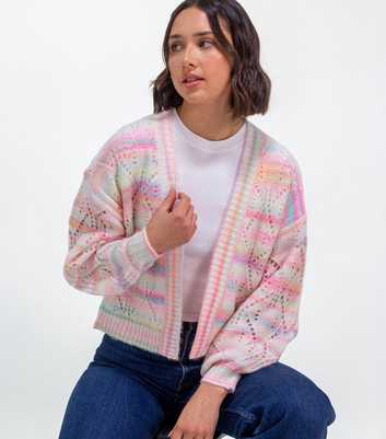 Sunshine Soul Light Pink Striped Pointelle Knit Cardigan