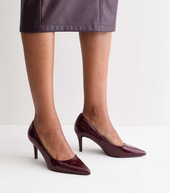 Burgundy Faux Leather Court Shoe