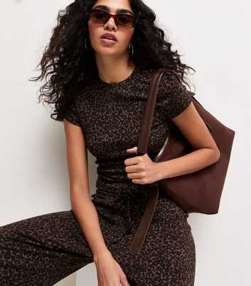 Brown Cotton Rich Animal Print Baby Tee T-Shirt