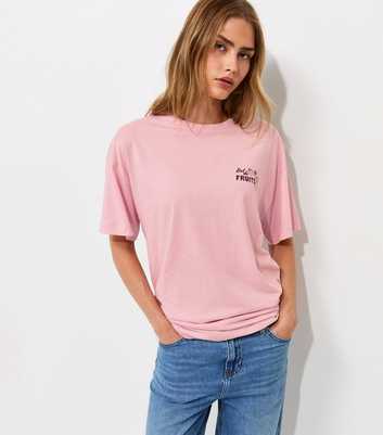 Light Pink Cotton Bol de Fruits Print Oversized T-Shirt