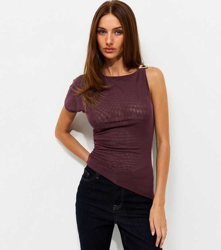 Dark Burgundy Jersey Single Sleeve Top