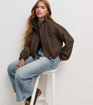Girls Brown Spot Print Windbreaker Jacket