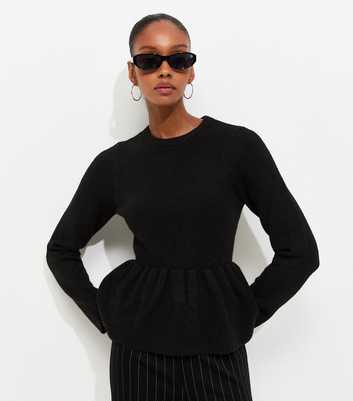 Black Midweight Peplum Jumper