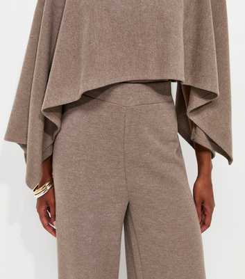 Dark Mink Cotton Rich Soft Touch Wide Leg Trousers