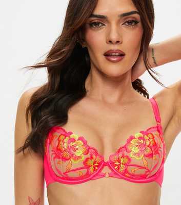 Ann Summers Bright Pink Tropical Oasis Non Padded Plunge Bra