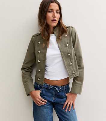 Dark Khaki Cotton Twill Military Jacket