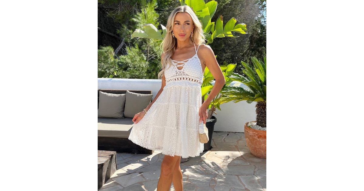 AX Paris White Crochet Lace Babydoll Mini Dress | New Look AX Paris White Crochet Lace Babydoll Mini Dress | New Look