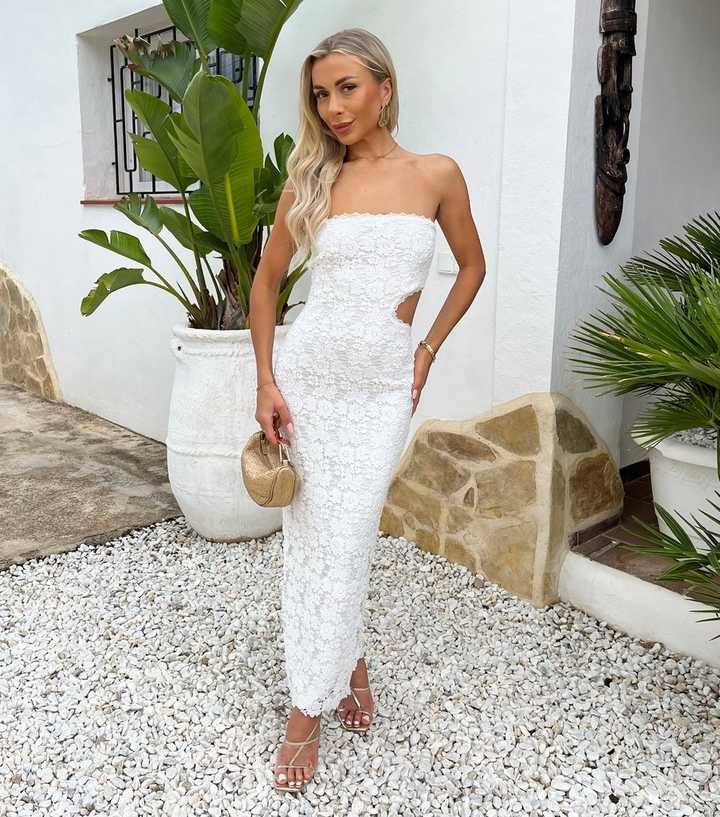 AX Paris White Lace Cut Out Bandeau Midi Dress | New Look AX Paris White Lace Cut Out Bandeau Midi Dress | New Look