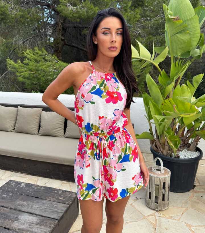 AX Paris Floral Drawstring Playsuit