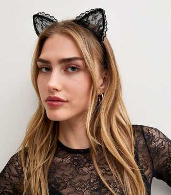 Black Lace Cat Ears Headband