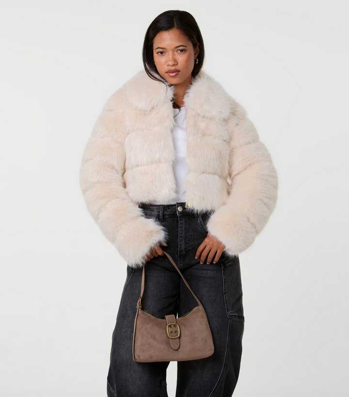 Pink Vanilla Cream Faux Fur Cropped Coat