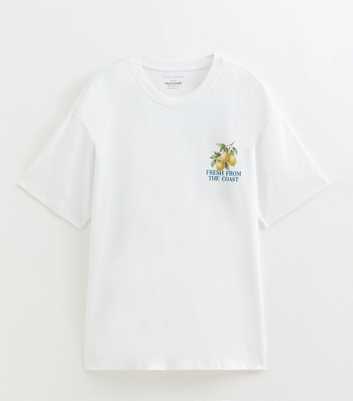 White Cotton Regular Fit Fresh From The Coast Graphic Print T-Shirt