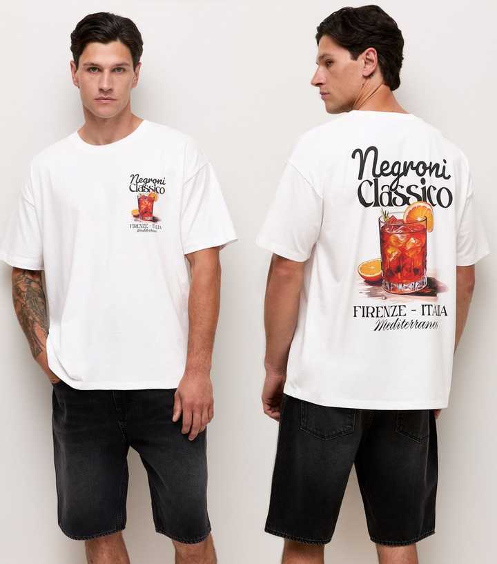 White Cotton Regular Fit Negroni Graphic Print T-Shirt