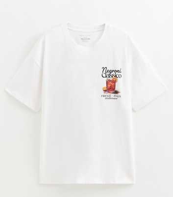 White Cotton Regular Fit Negroni Graphic Print T-Shirt