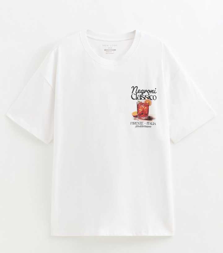 White Cotton Regular Fit Negroni Graphic Print T-Shirt