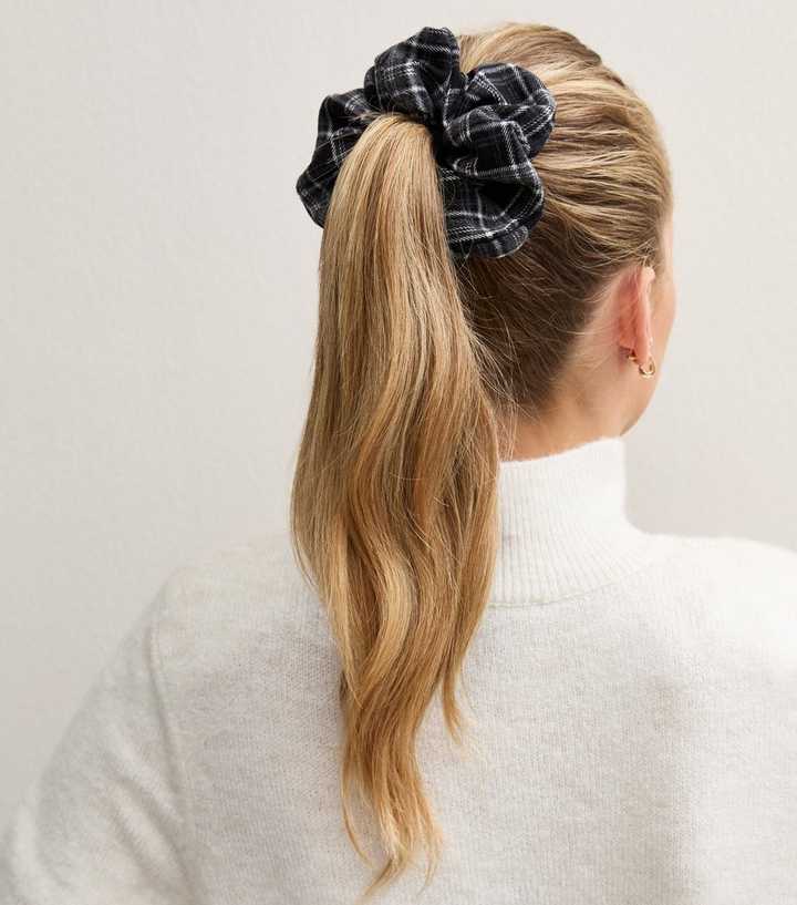 Black Check Scrunchie