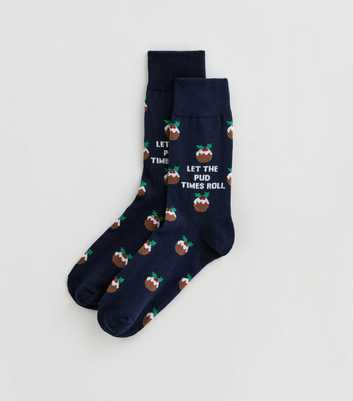 Mens Dark Blue Pudding Pattern Ankle Socks
