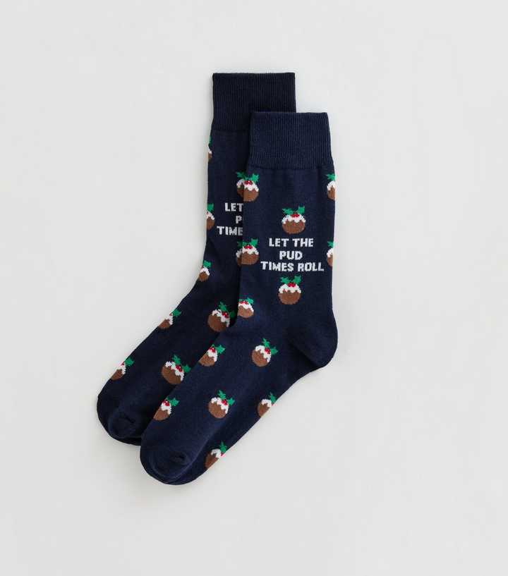 Mens Dark Blue Pudding Pattern Ankle Socks