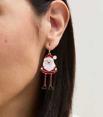 Bright Red Christmas Glitter Santa Drop Earrings