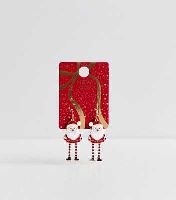 Bright Red Christmas Glitter Santa Drop Earrings