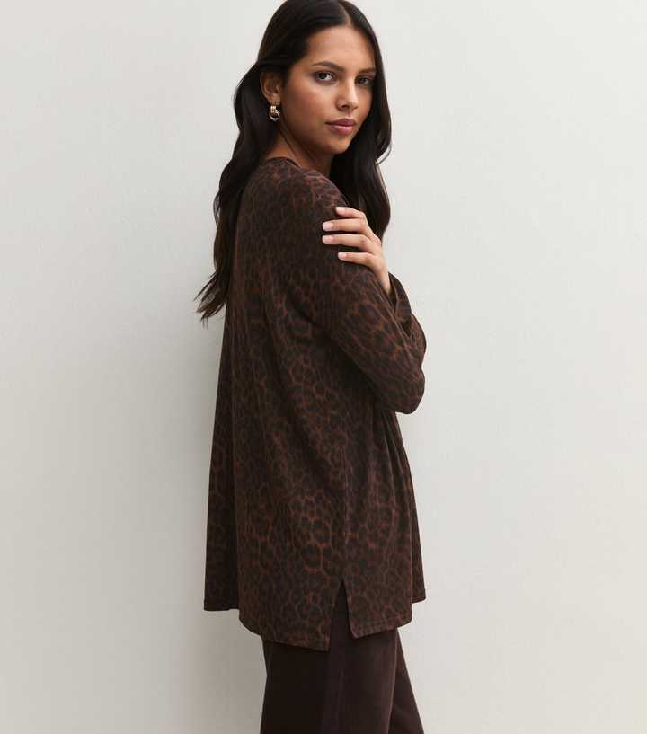 Brown Soft Touch Leopard Print Relaxed Top