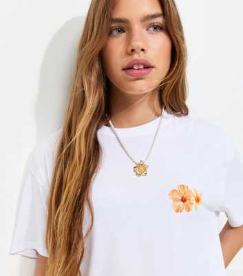 Girls Cotton Miami Beach Print Longline T-Shirt