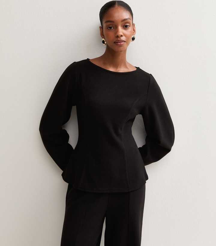 Black Soft Touch Waisted Long Sleeve Top