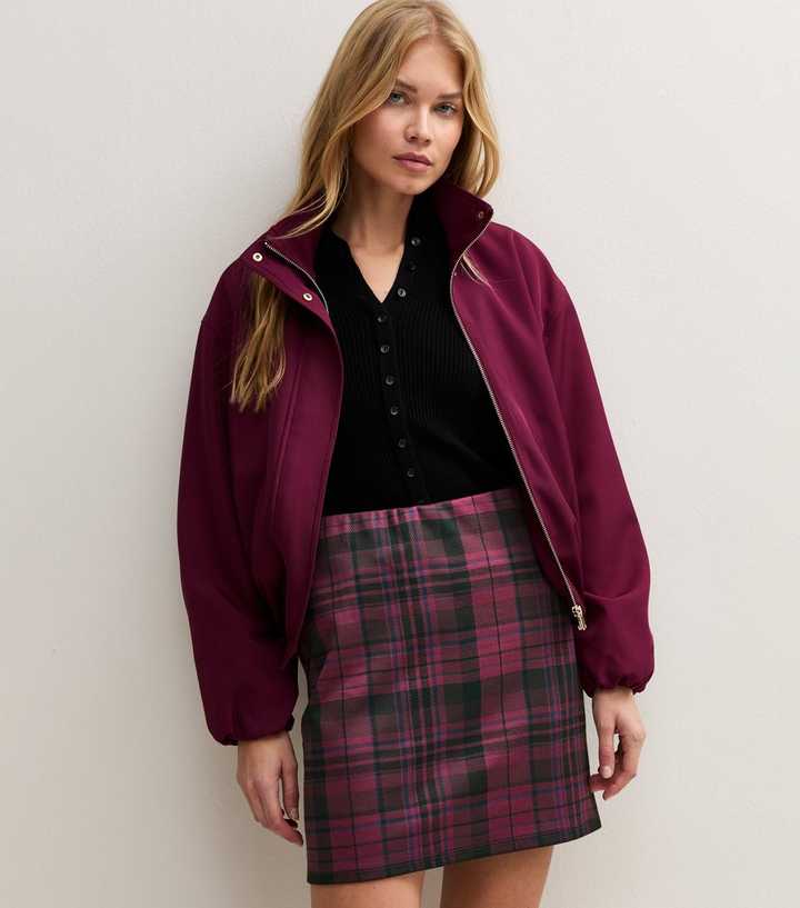 Red Checked Jacquard Tube Mini Skirt