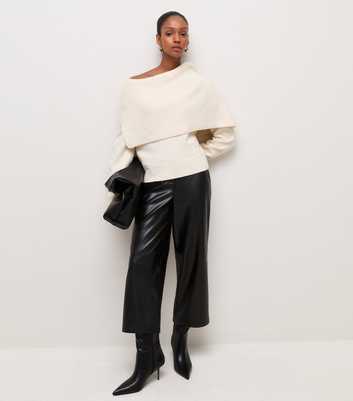 Black Faux Leather Wide Leg Culottes