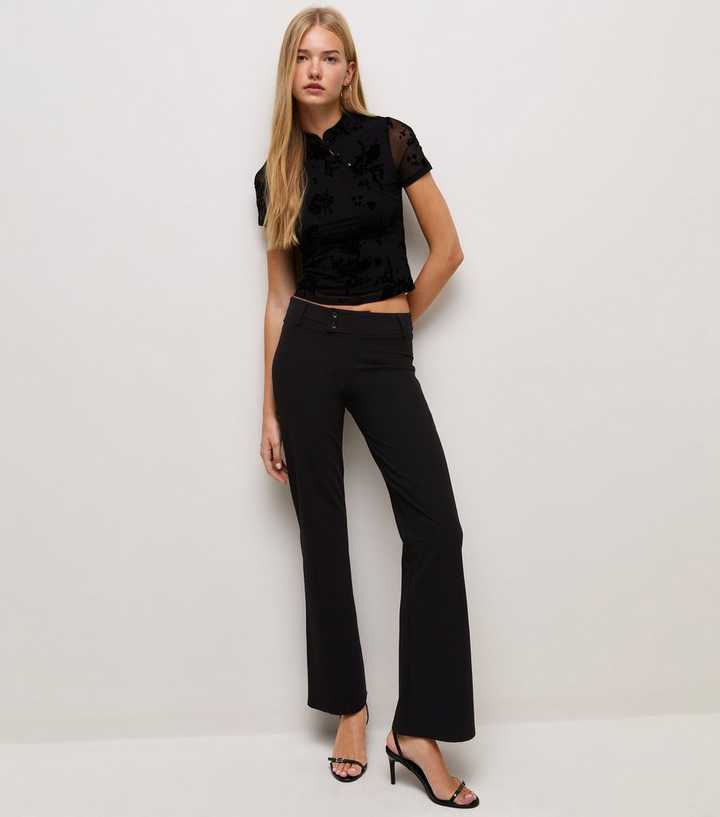 Black Low Rise Flared Trousers