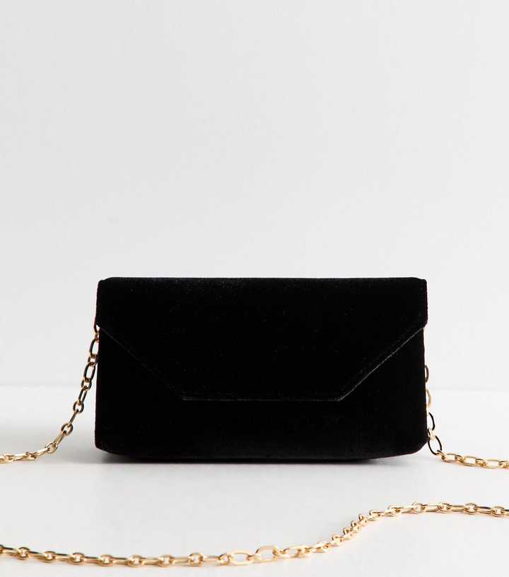Black Velvet Envelope Clutch Bag