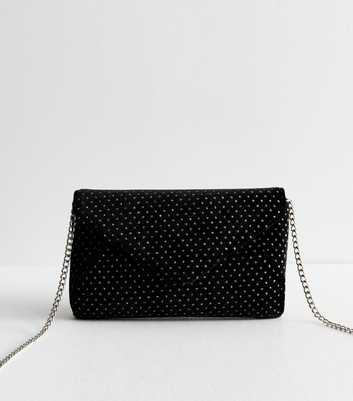 Black Velvet Glitter Spot Clutch