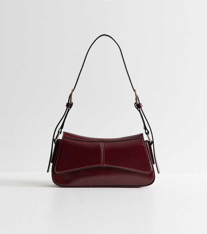 Dark Burgundy Faux Patent Leather Prue Bag
