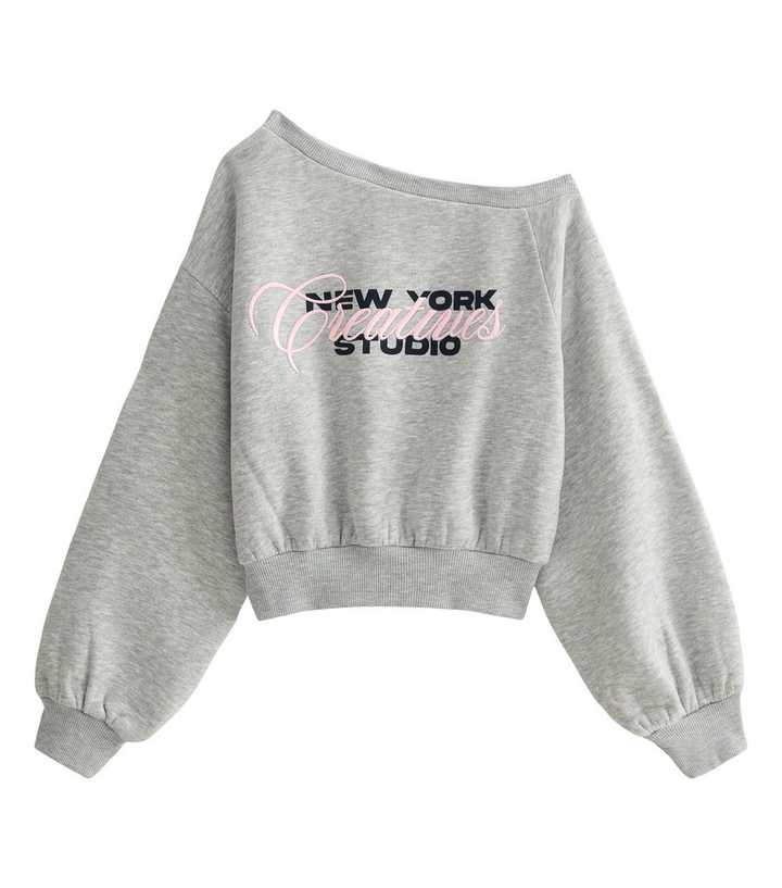 Grey Studio Embroidered Off Shoulder Sweatshirt