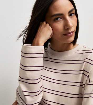 Premium Cream Cotton Striped Long Sleeve Skater Top