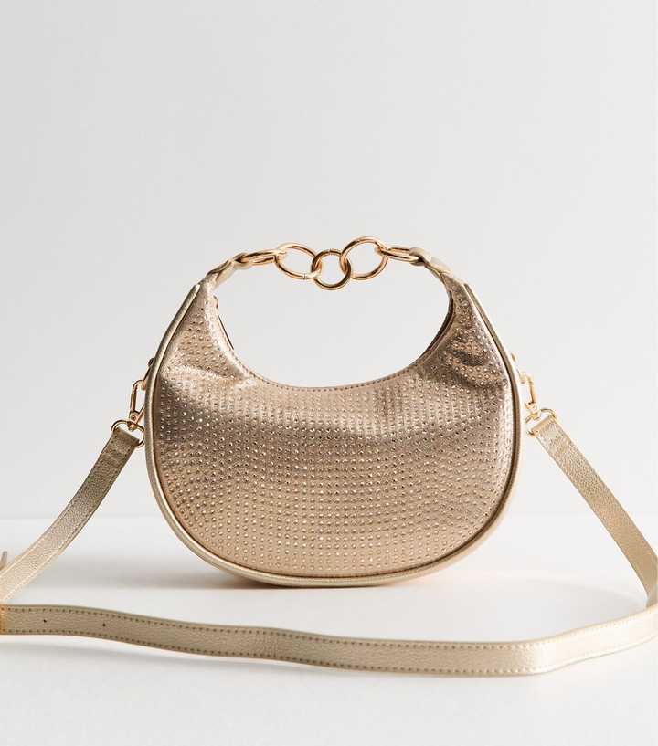 Gold Embellished Chain Handle Grab Bag