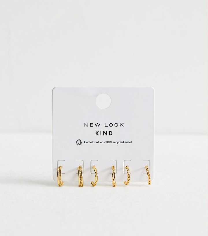 Pack of 3 Gold Tone Mini Twist Hoop Earrings