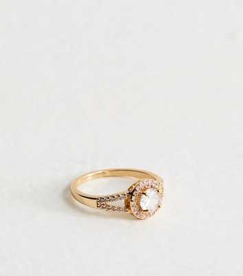 Gold Tone Cubic Zirconia Round Ring