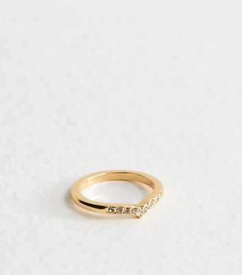 Gold Tone Diamanté Wishbone Chevron Ring