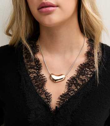 Mixed Metal Dome Pendant Chain Necklace