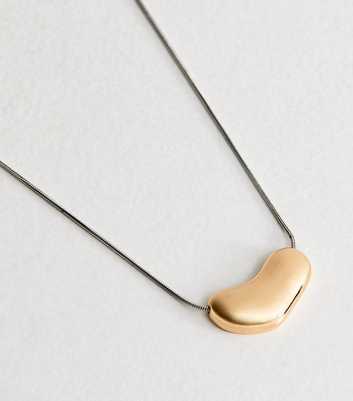 Mixed Metal Dome Pendant Chain Necklace