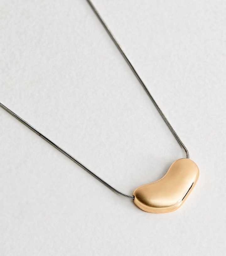Mixed Metal Dome Pendant Chain Necklace