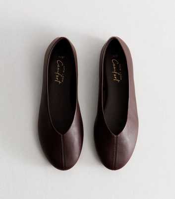 Dark Brown Faux Leather High Vamp Ballet Flats