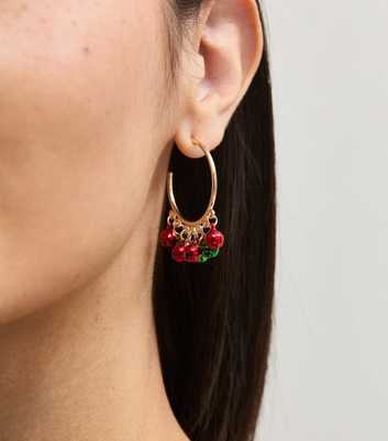 Gold-Tone Christmas Jingle Ball Hoop Earrings