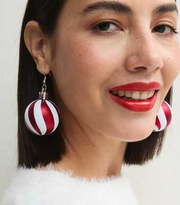 Bright Red Christmas Bauble Drop Earrings