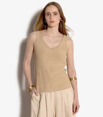 Apricot Dark Yellow Sparkle Knit Cami Top