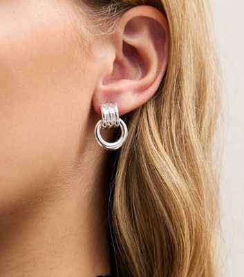 Silver Tone Door Knocker Drop Earrings