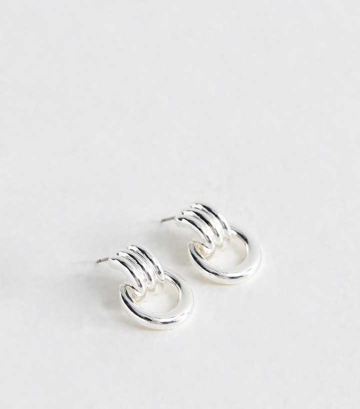 Silver Tone Door Knocker Drop Earrings