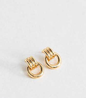 Gold Tone Door Knocker Drop Earrings