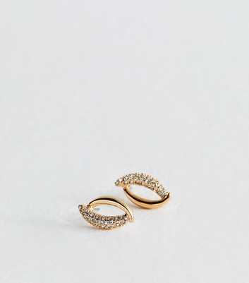Gold Tone Diamant?� Open Oval Stud Earrings